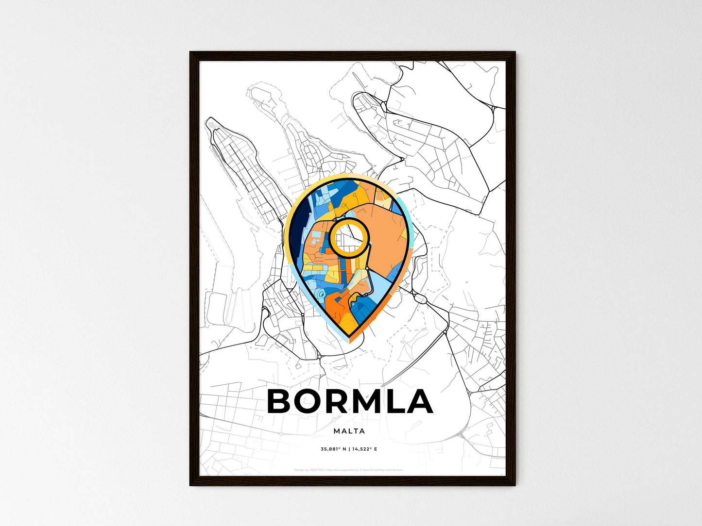 Bormla Malta wedding art map with pointer icon
