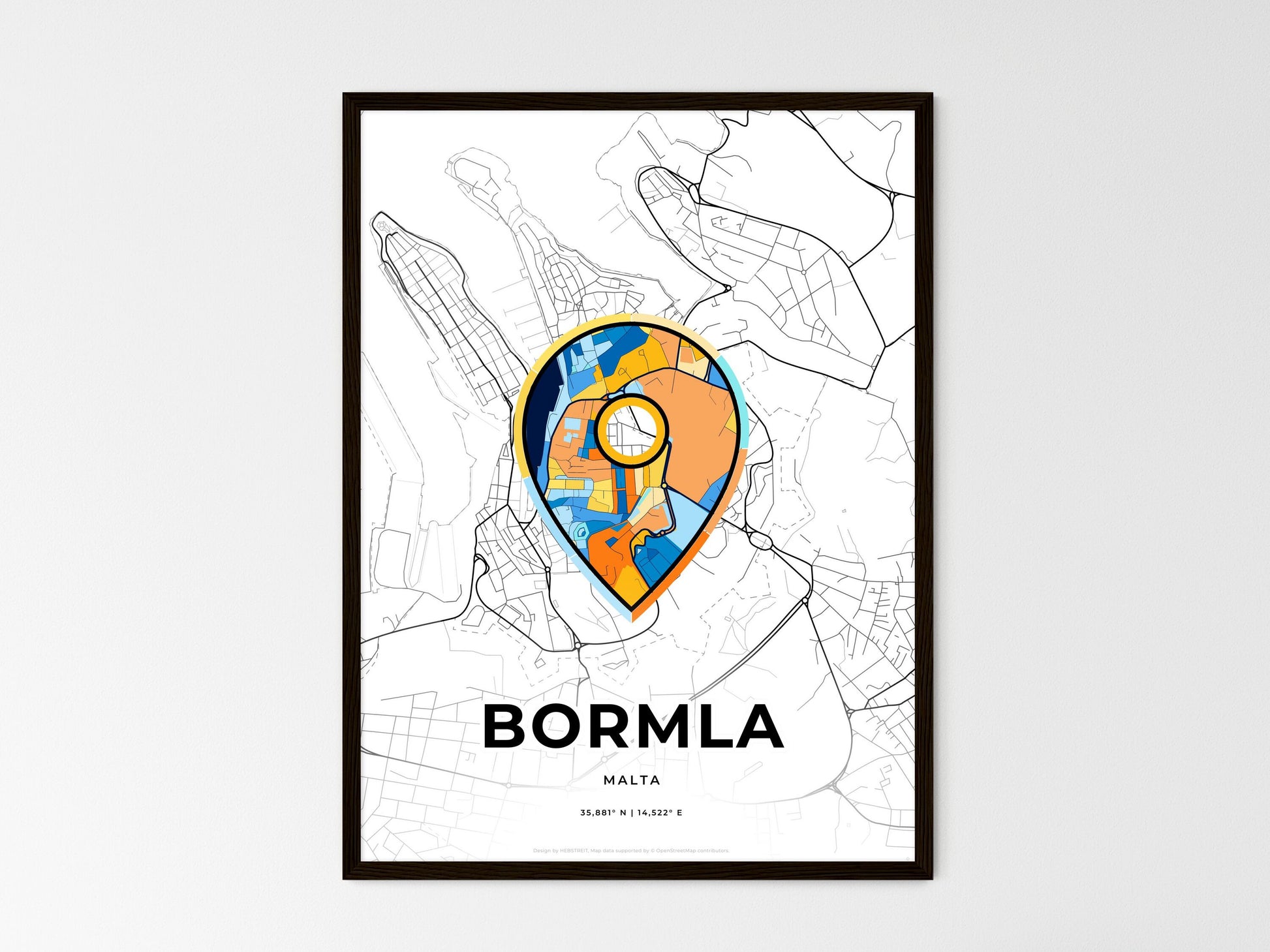 Bormla Malta wedding art map with pointer icon