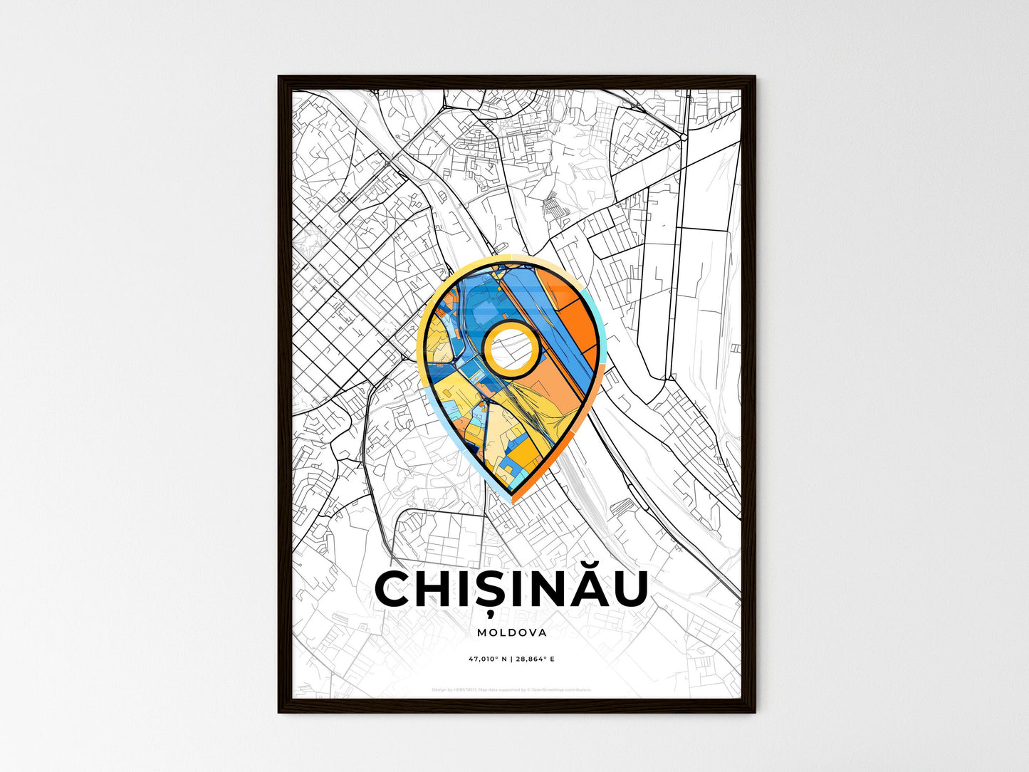 Chișinău Moldova wedding art map with pointer icon
