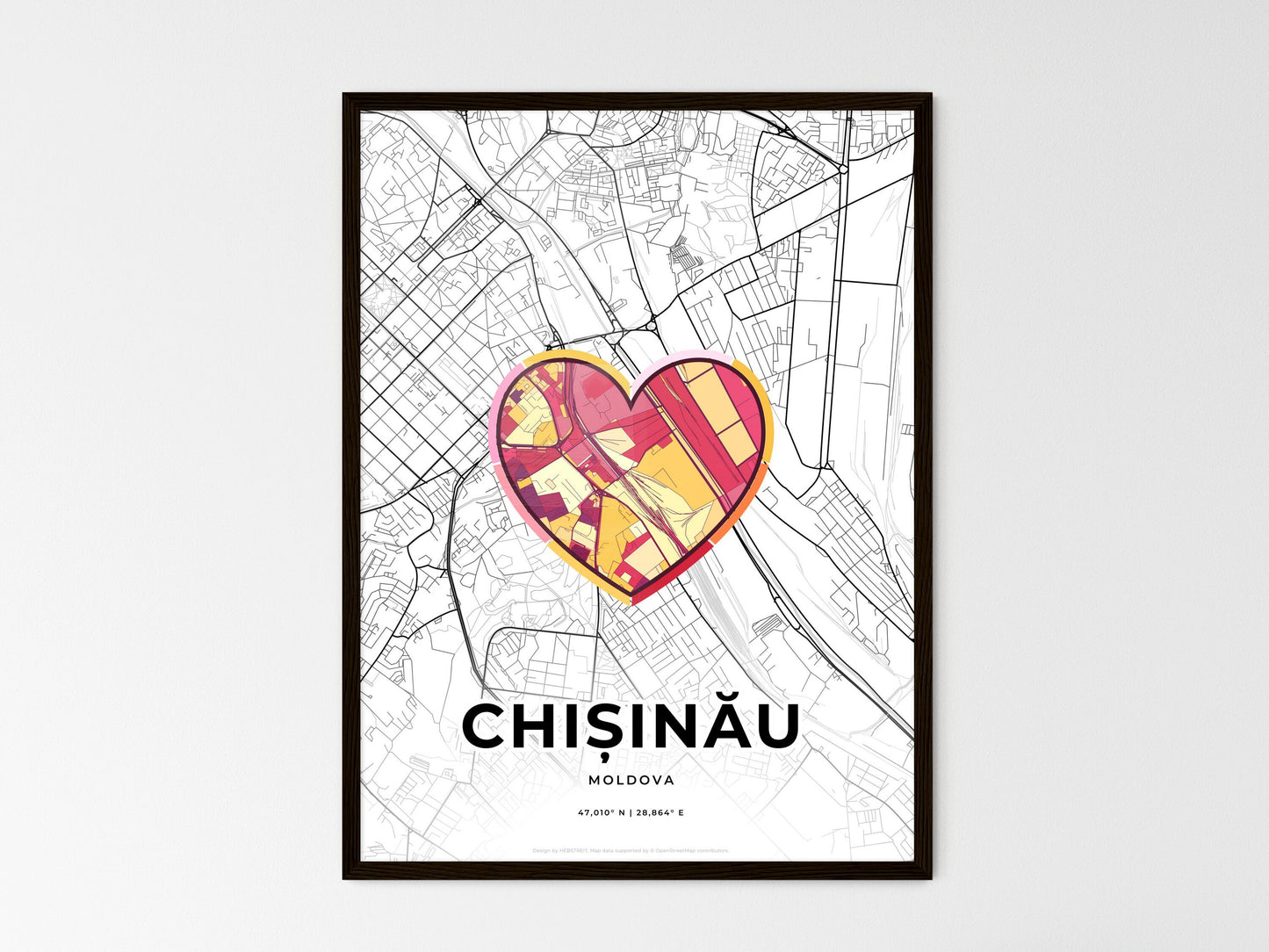 Chișinău Moldova wedding art map with heart icon