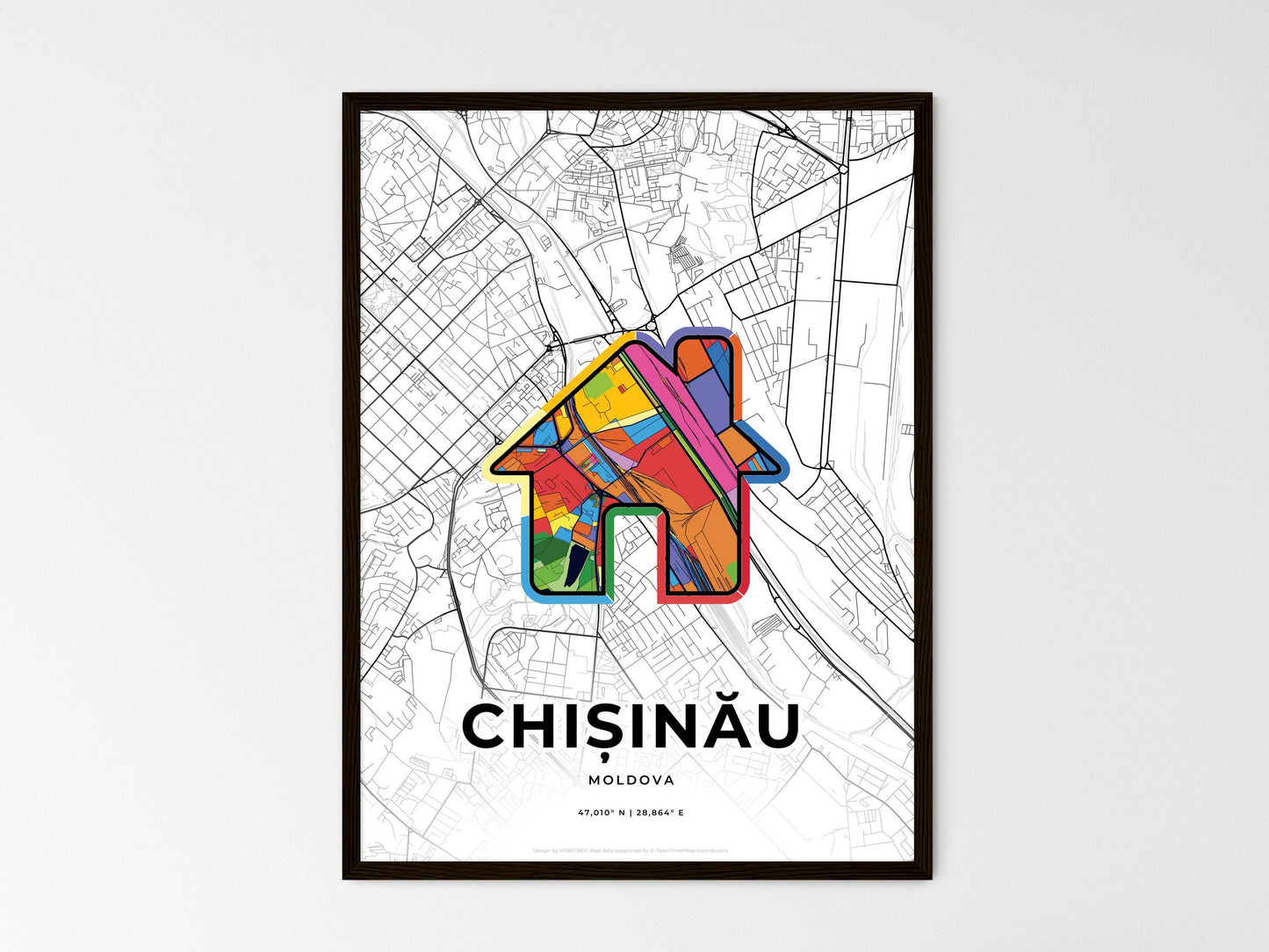 Chișinău Moldova wedding art map with home icon