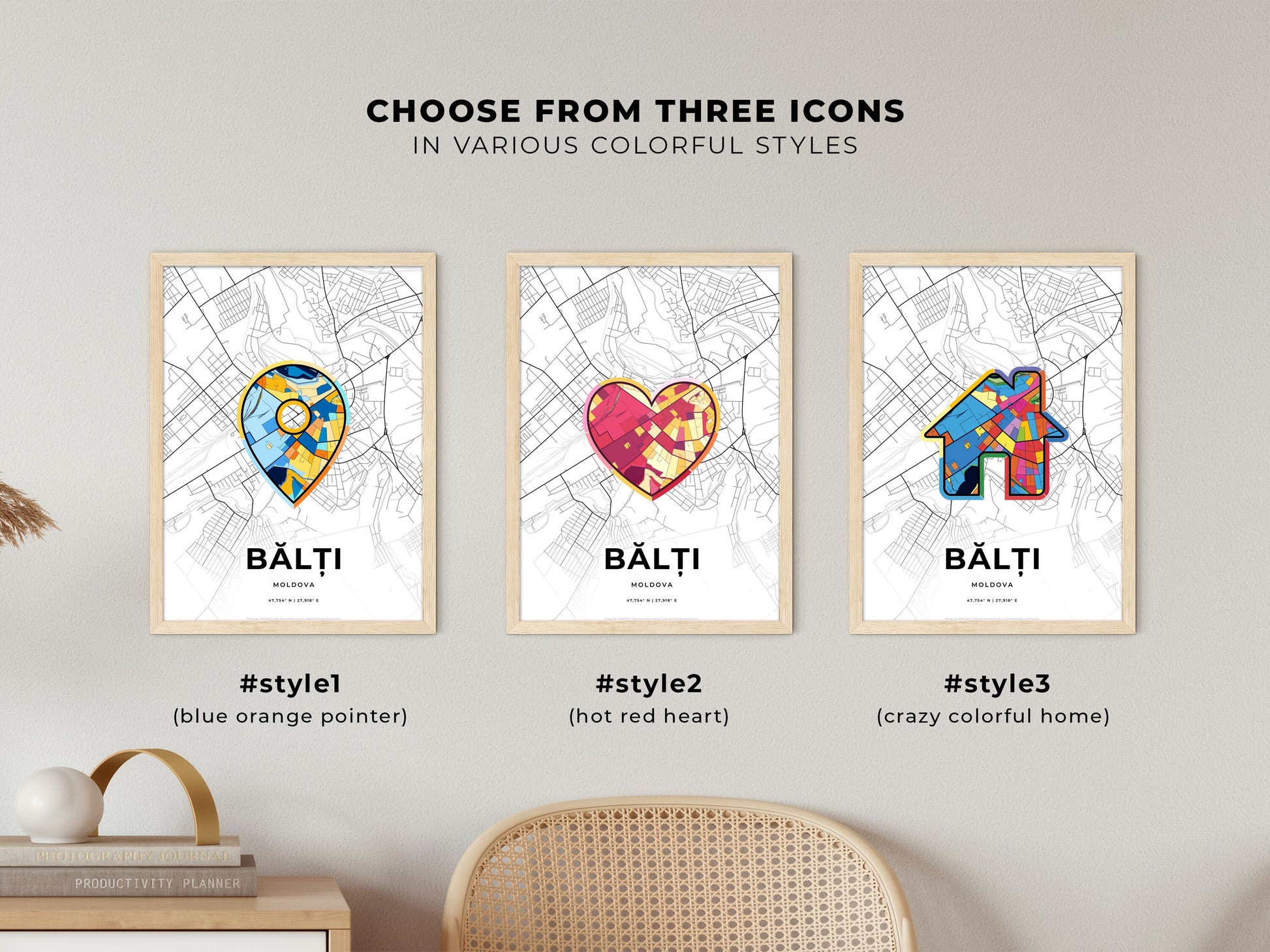Bălți Moldova maps with colorful icons