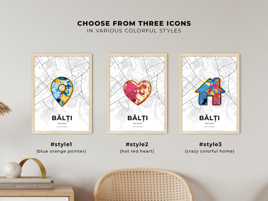Bălți Moldova maps with colorful icons