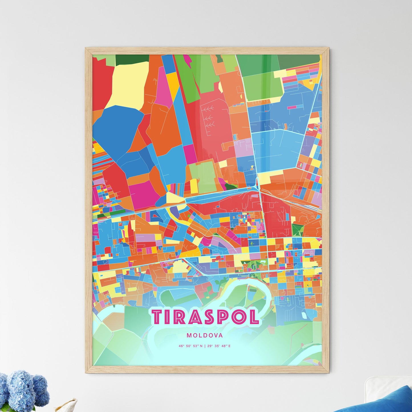 Colorful TIRASPOL MOLDOVA Fine Art Map Crazy Colors