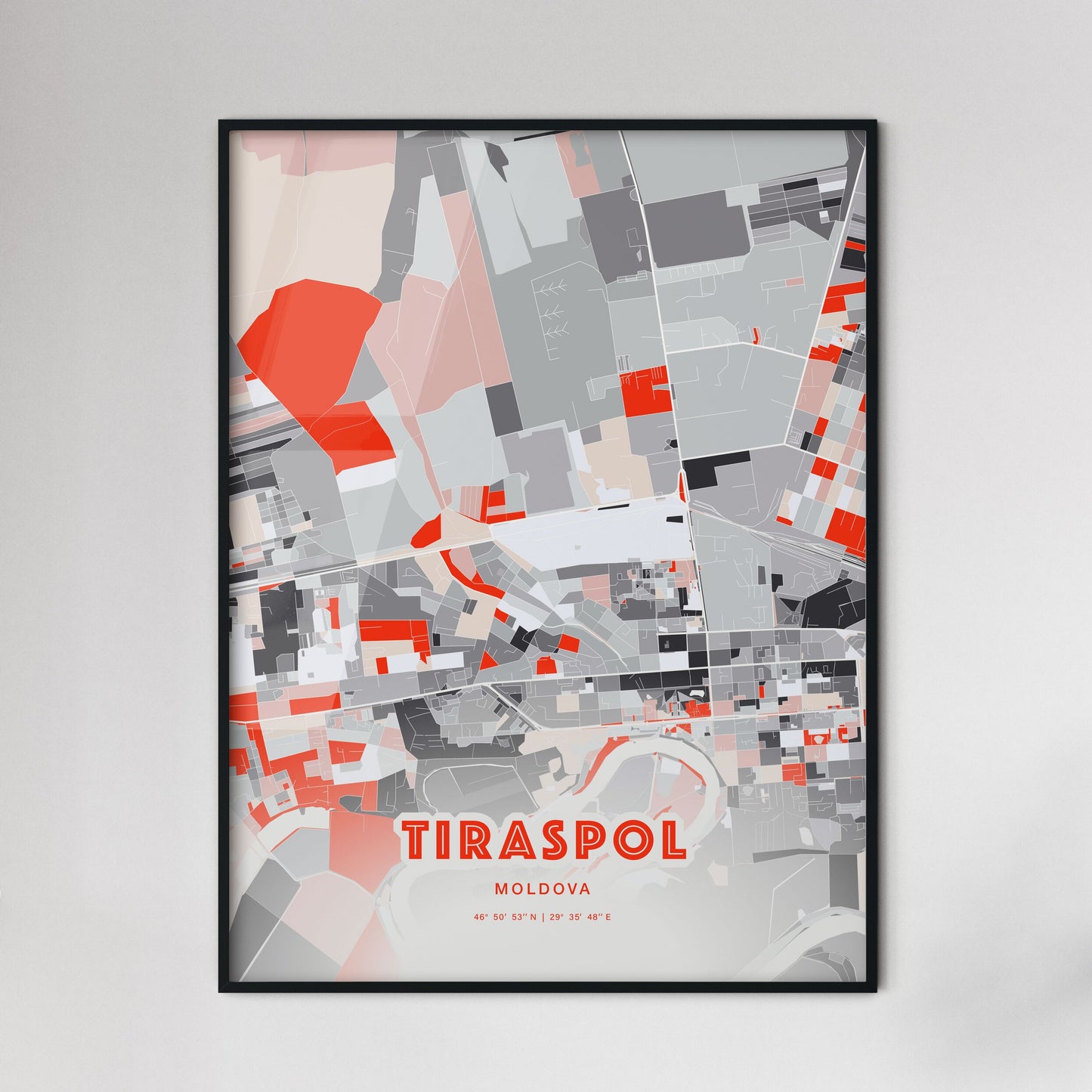 Colorful TIRASPOL MOLDOVA Fine Art Map Modern