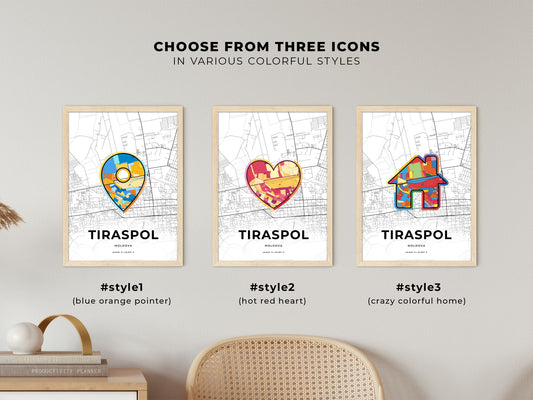 Tiraspol Moldova maps with colorful icons
