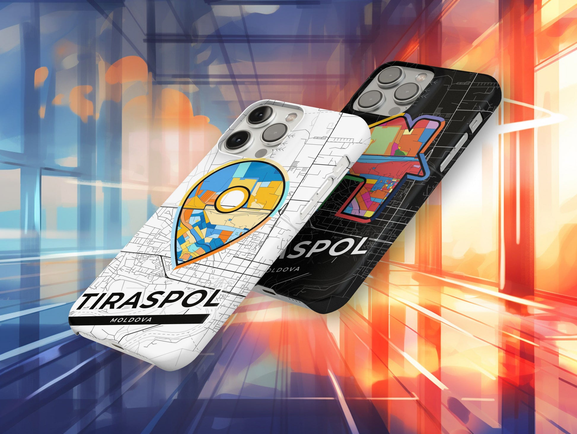 Tiraspol Moldova slim phone case with colorful icon