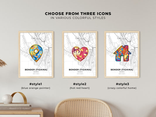 Bender (Tighina) Moldova maps with colorful icons