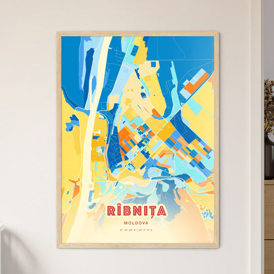 Colorful RÎBNIȚA MOLDOVA Fine Art Map Blue Orange
