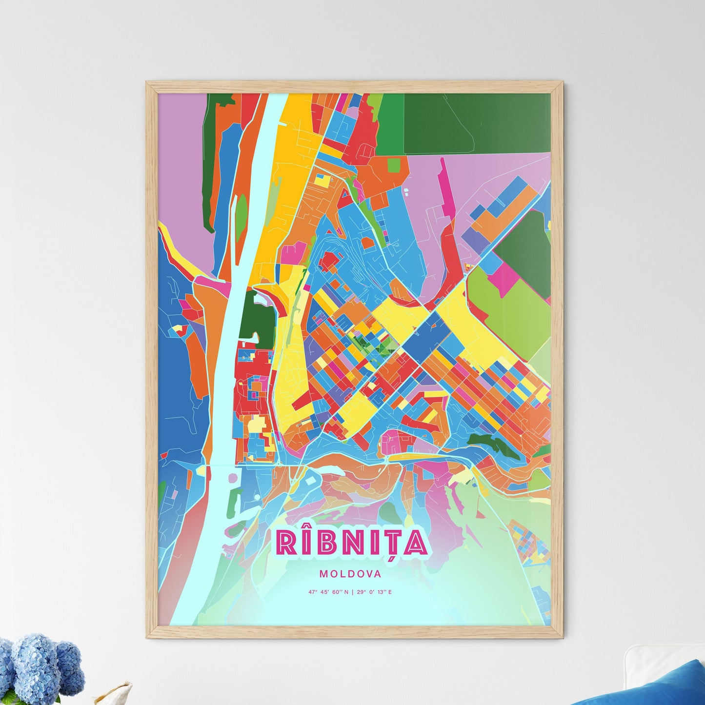 Colorful RÎBNIȚA MOLDOVA Fine Art Map Crazy Colors
