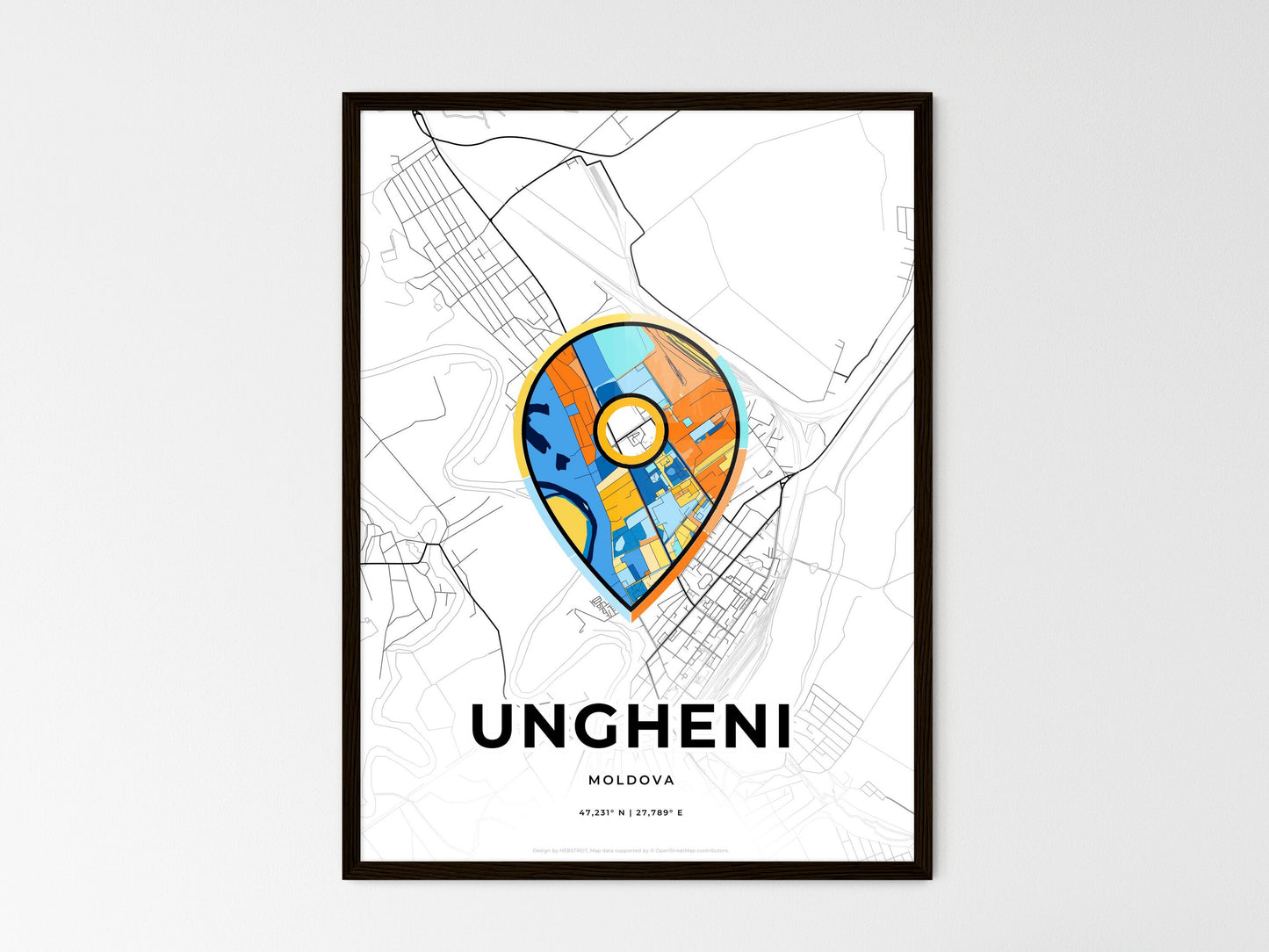 Ungheni Moldova wedding art map with pointer icon