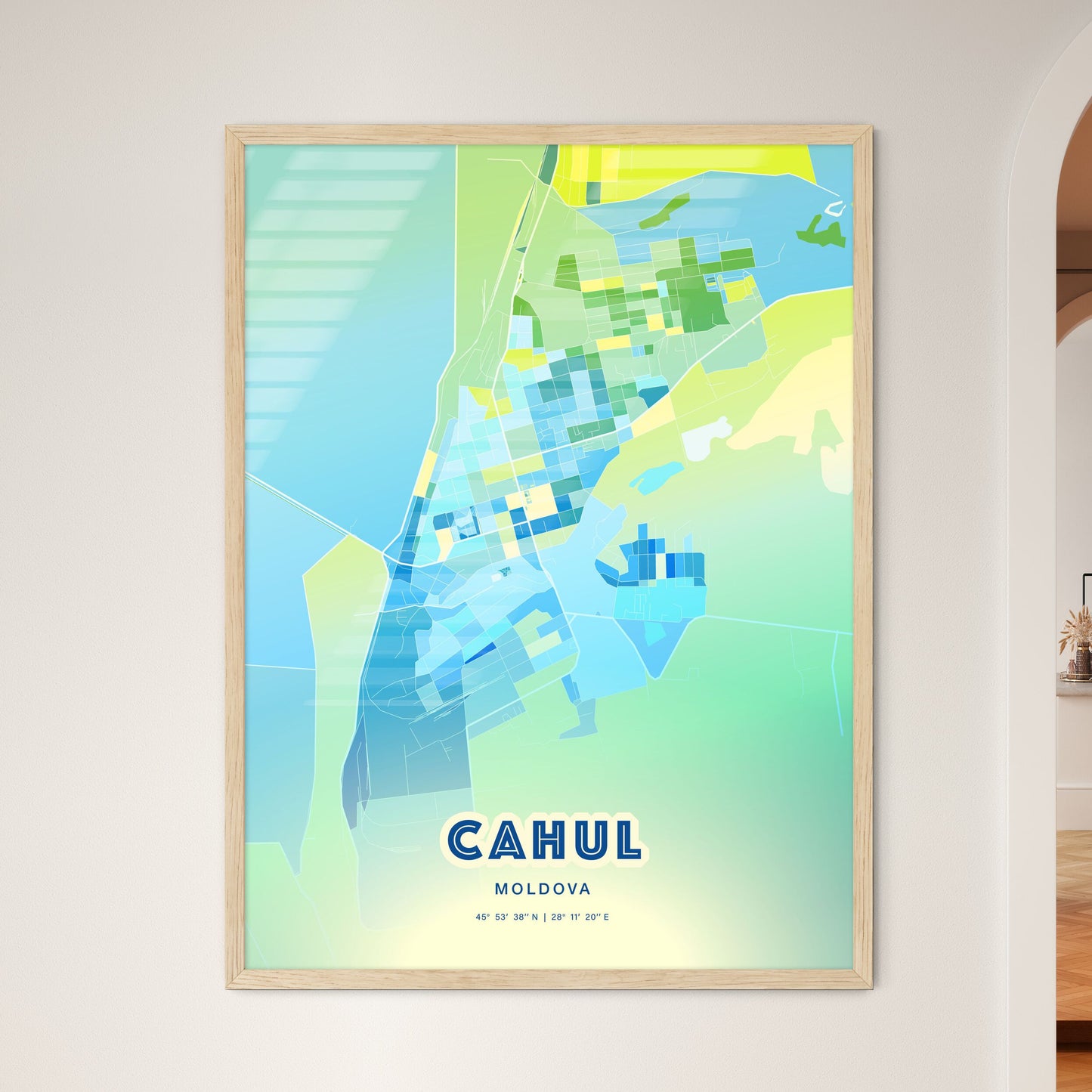 Colorful CAHUL MOLDOVA Fine Art Map Cool Blue