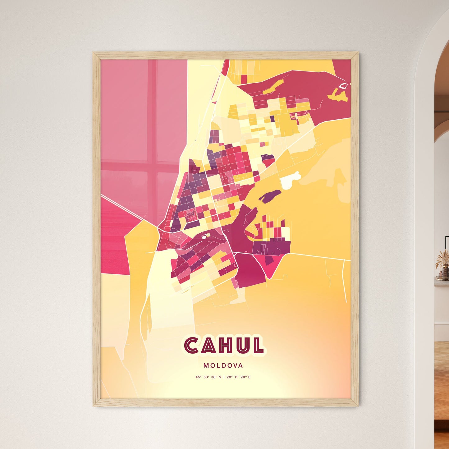 Colorful CAHUL MOLDOVA Fine Art Map Hot Red