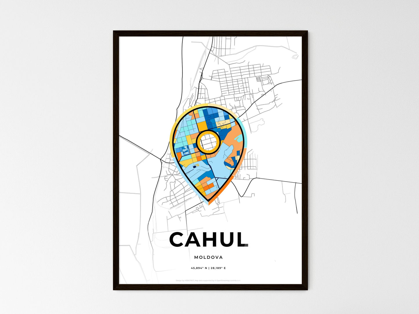 Cahul Moldova wedding art map with pointer icon