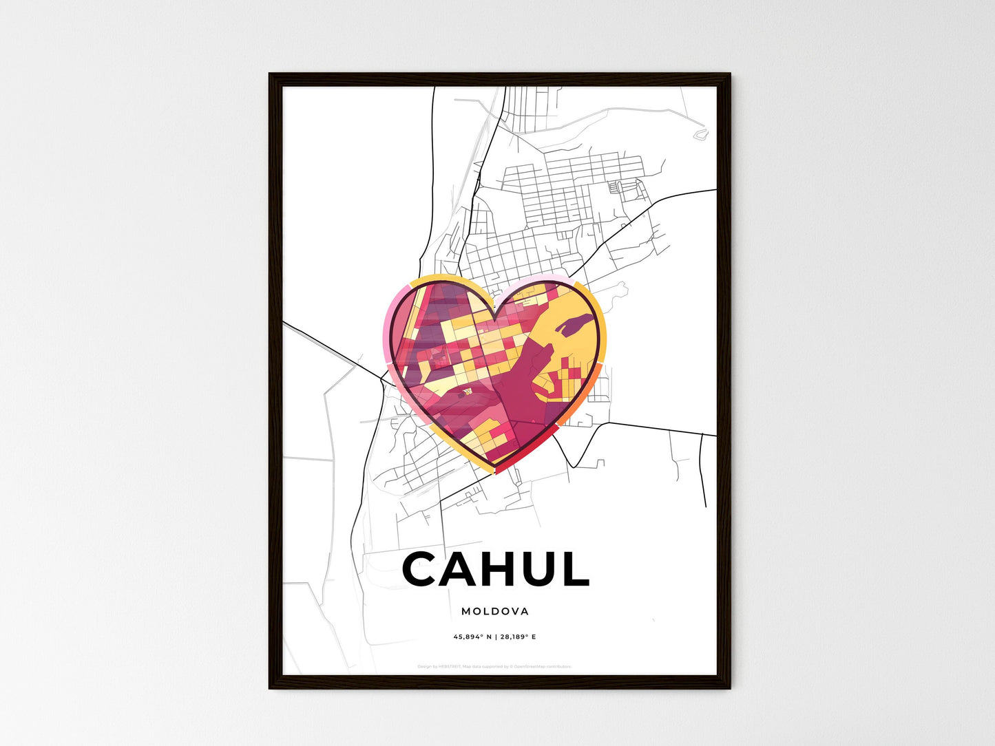 Cahul Moldova wedding art map with heart icon
