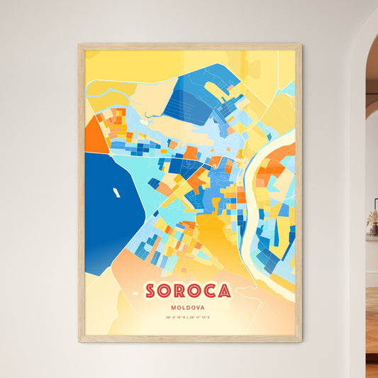 Colorful SOROCA MOLDOVA Fine Art Map Blue Orange