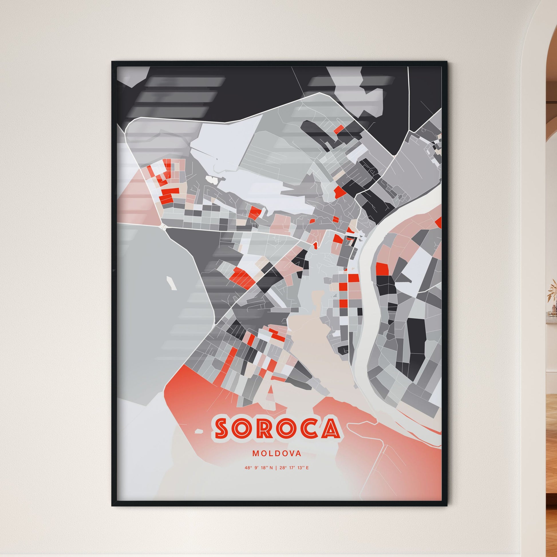 Colorful SOROCA MOLDOVA Fine Art Map Modern