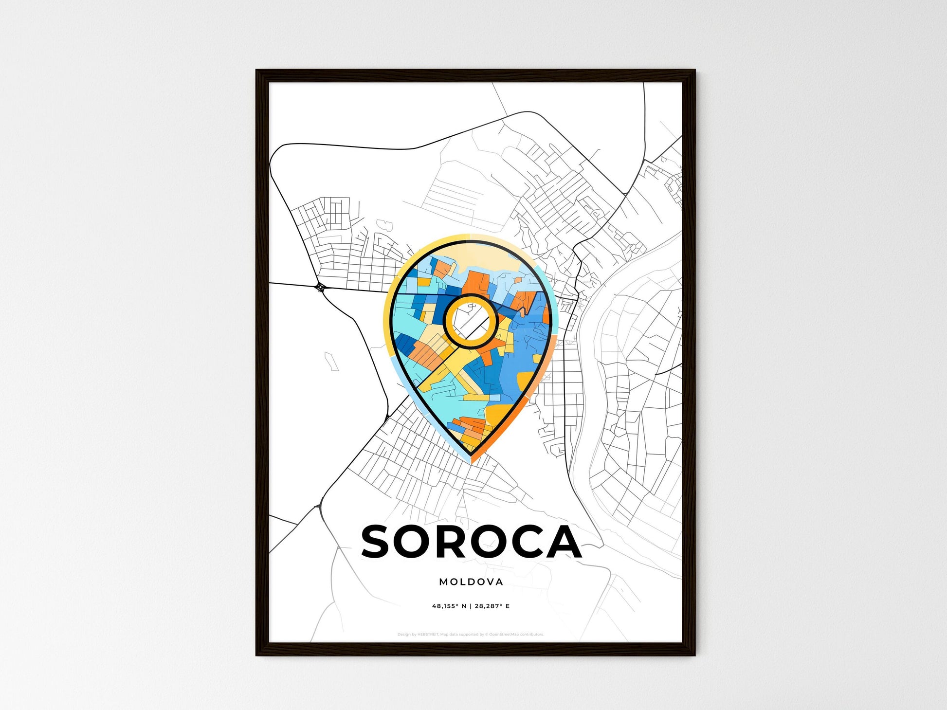 Soroca Moldova wedding art map with pointer icon