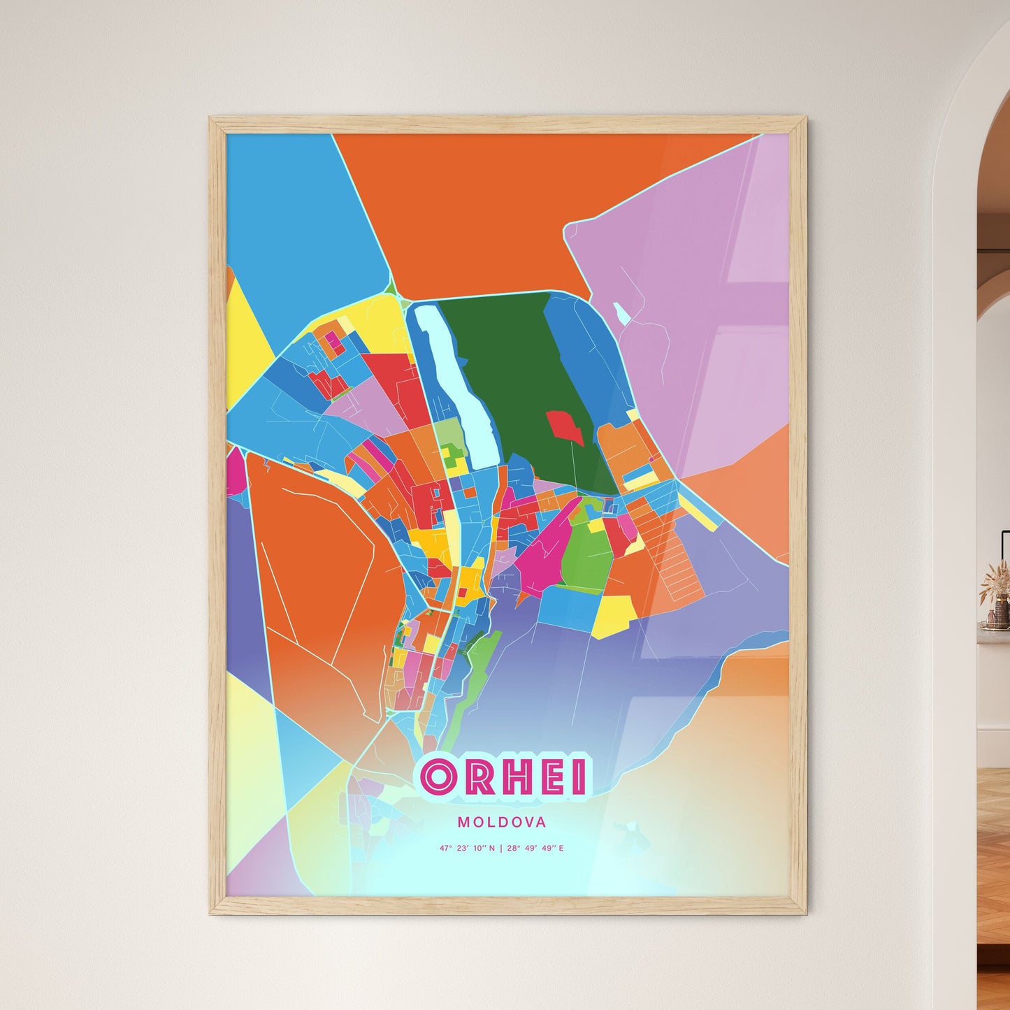 Colorful ORHEI MOLDOVA Fine Art Map Crazy Colors