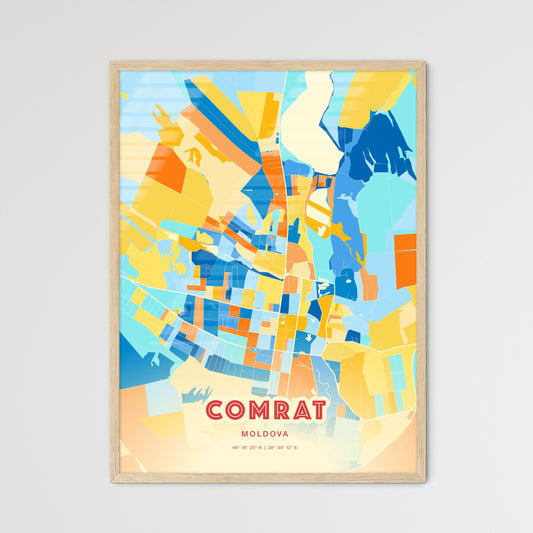 Colorful COMRAT MOLDOVA Fine Art Map Blue Orange