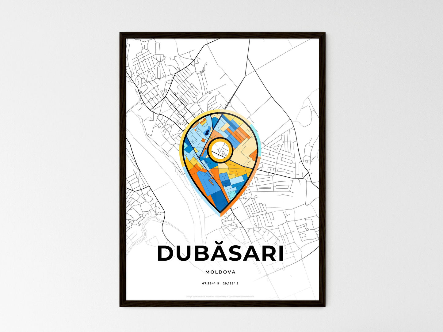 Dubăsari Moldova wedding art map with pointer icon