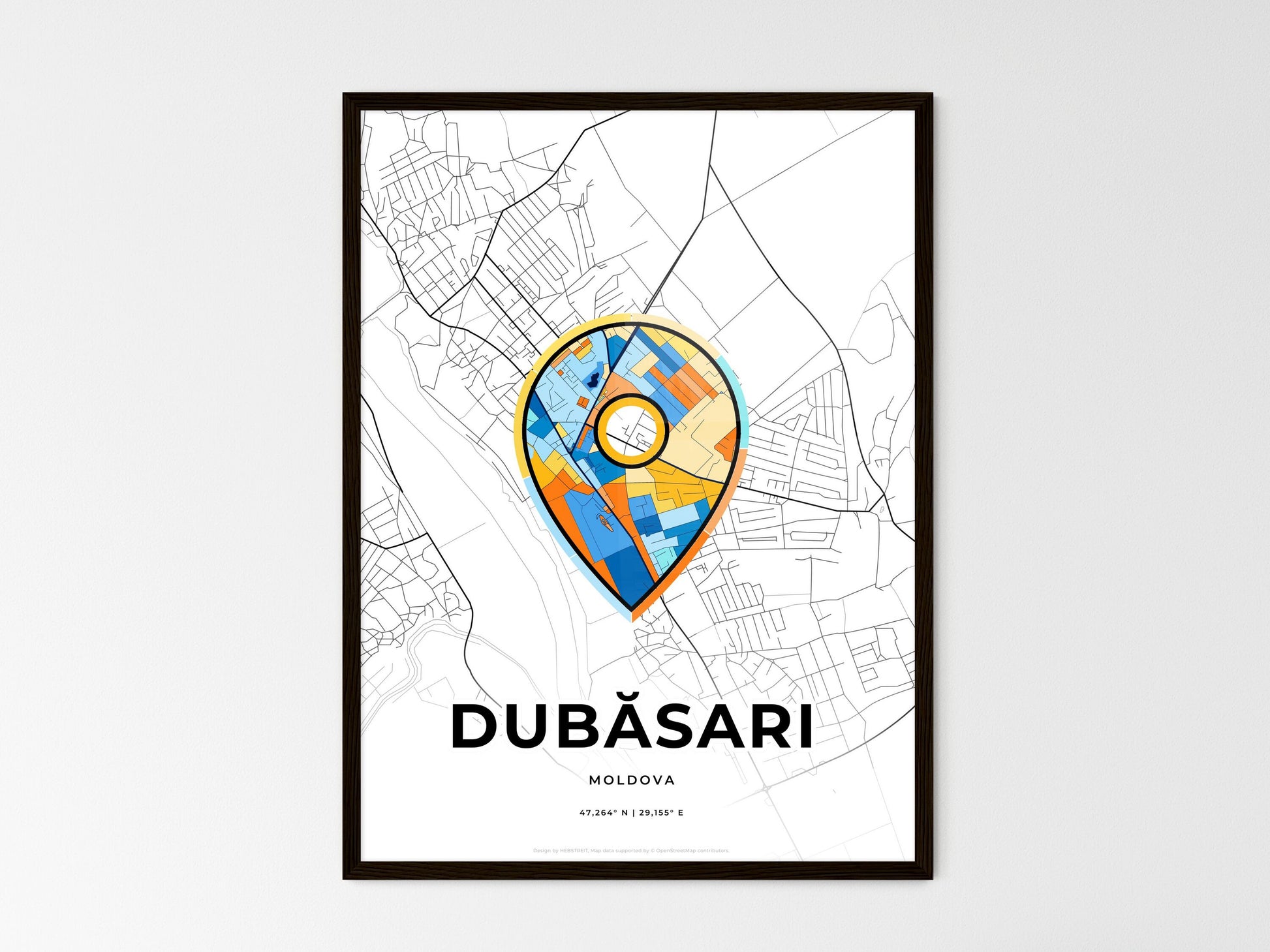 Dubăsari Moldova wedding art map with pointer icon