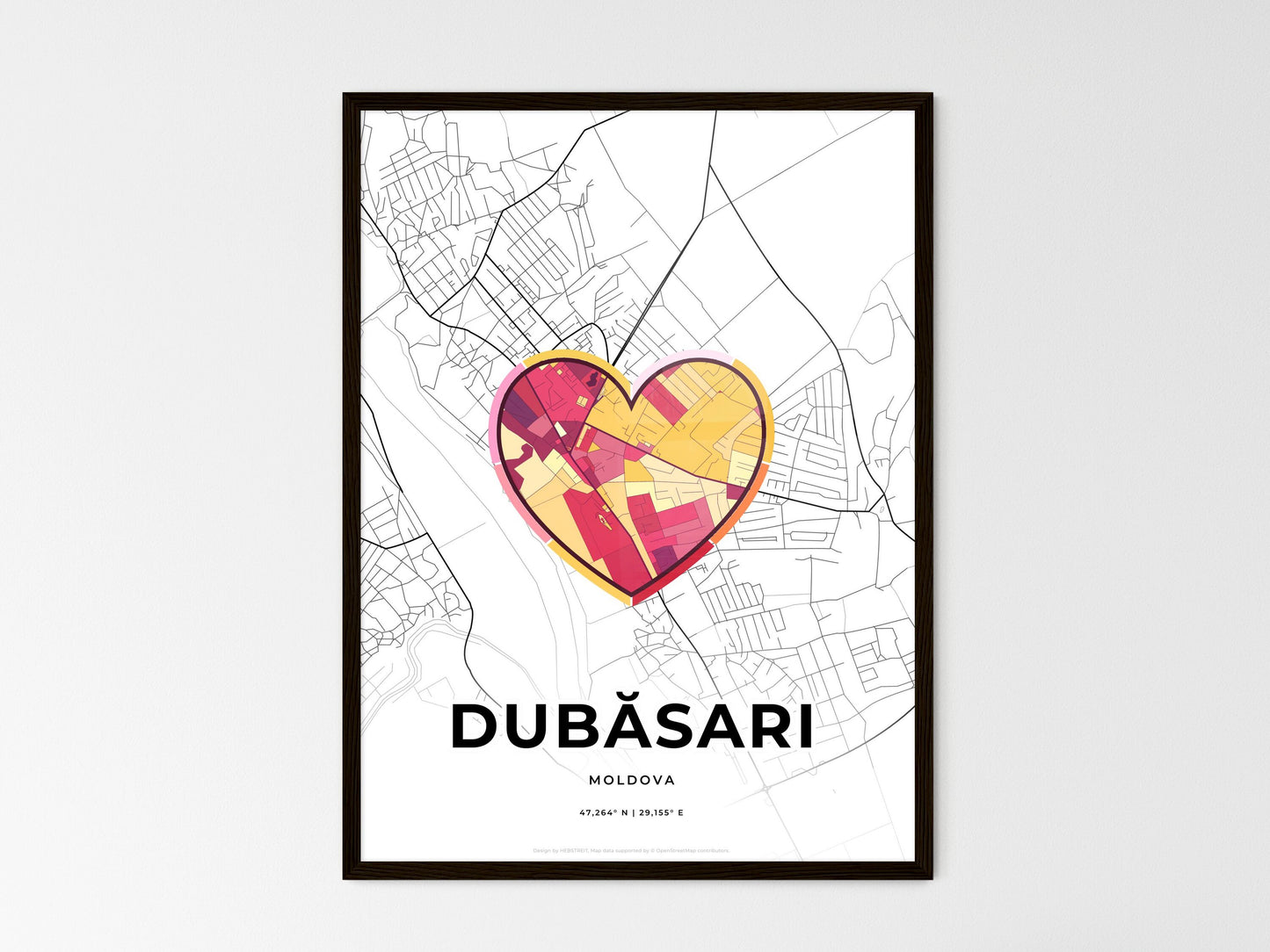 Dubăsari Moldova wedding art map with heart icon