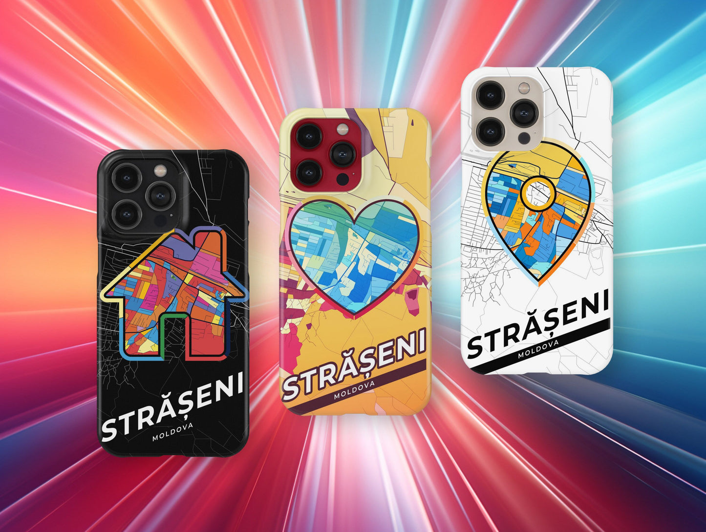 Strășeni Moldova slim phone case with colorful icon