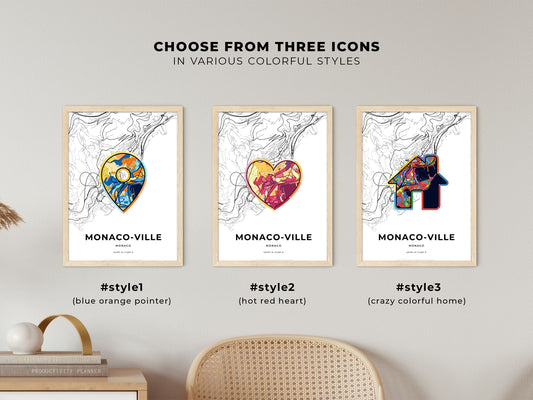 Monaco-Ville Monaco maps with colorful icons
