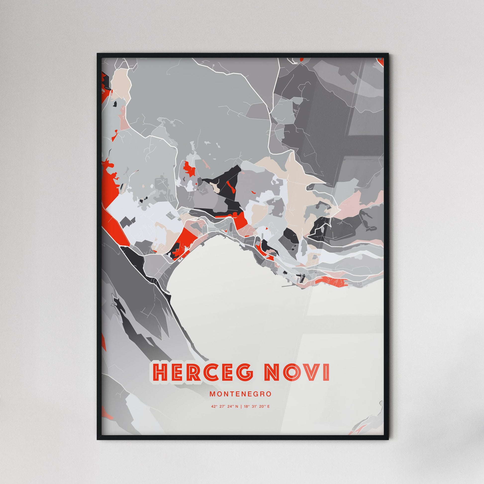 Colorful HERCEG NOVI MONTENEGRO Fine Art Map Modern