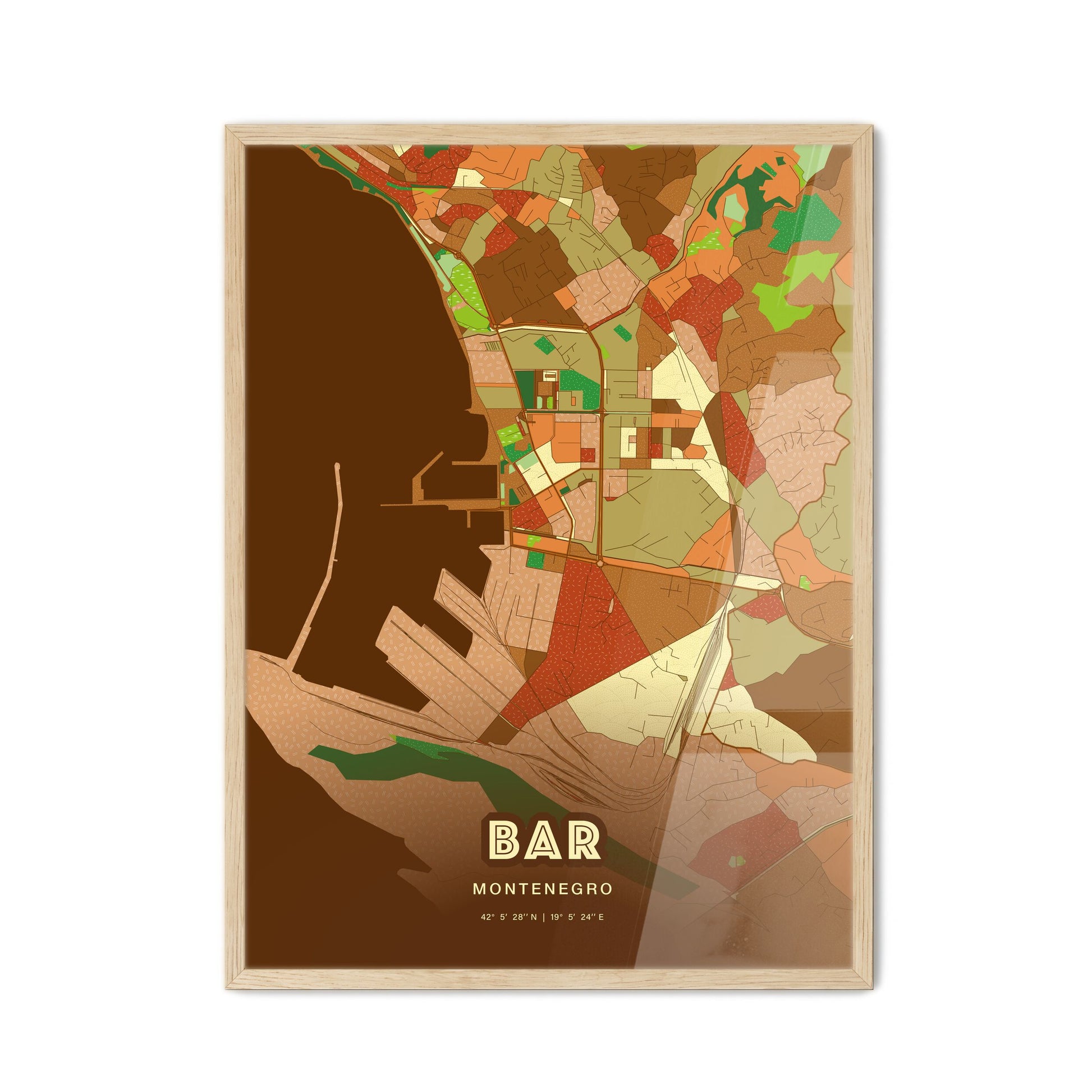 Colorful BAR MONTENEGRO Fine Art Map Farmhouse