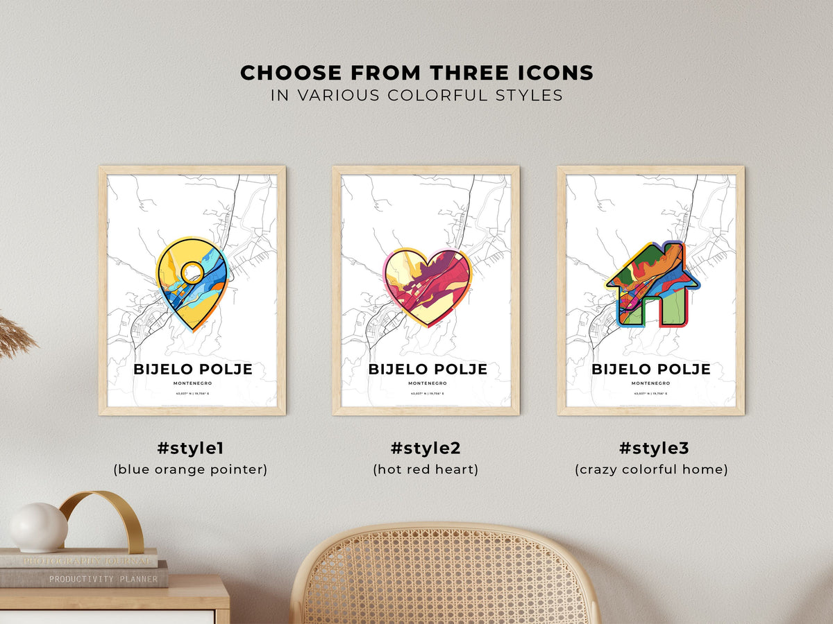 Bijelo Polje Montenegro maps with colorful icons