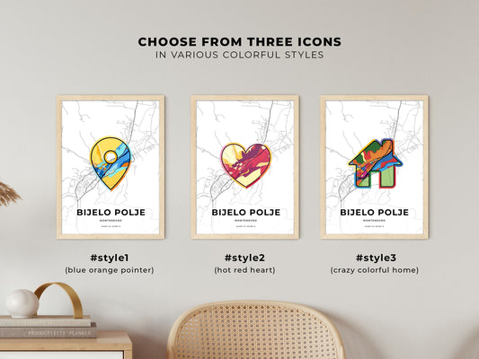 Bijelo Polje Montenegro maps with colorful icons