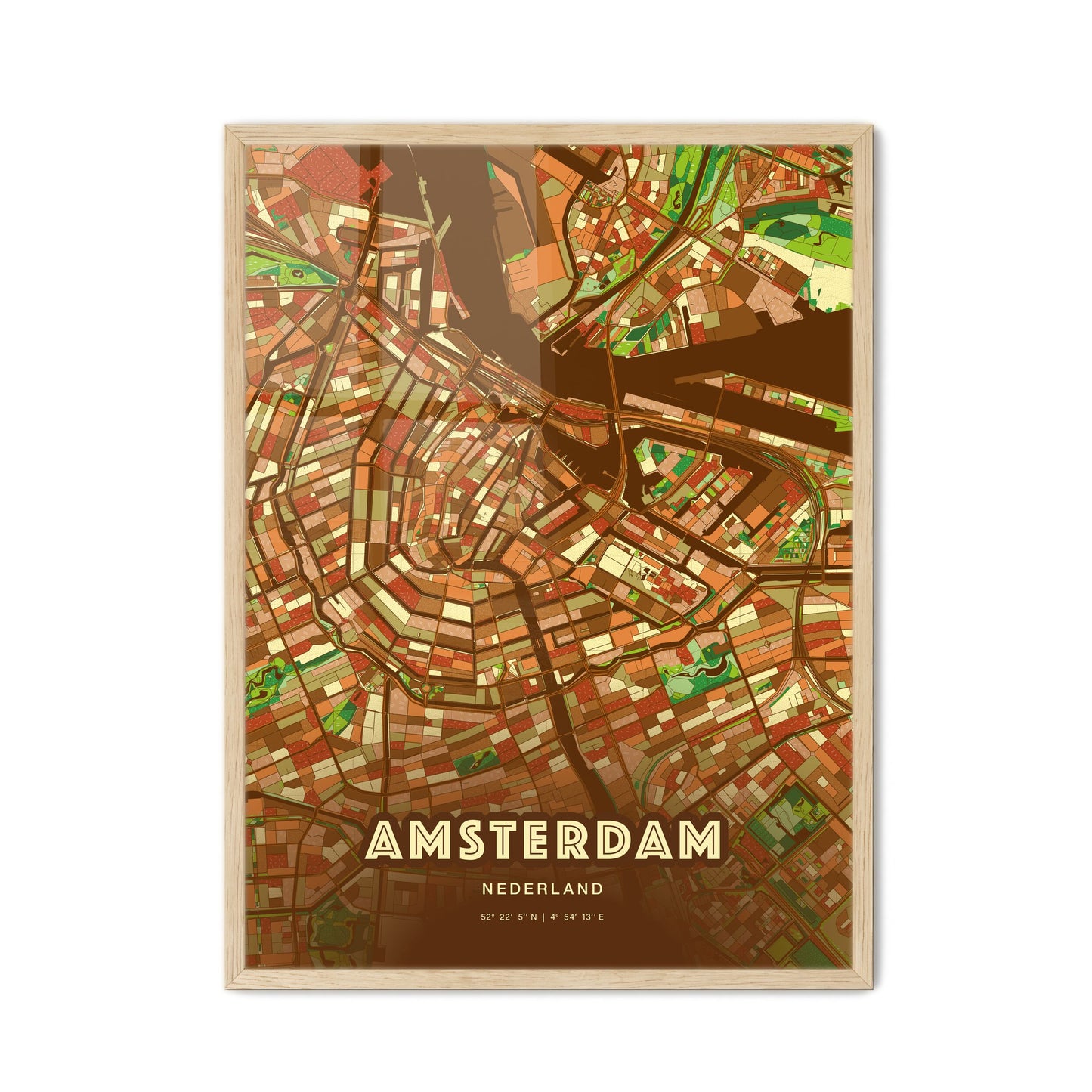 Colorful AMSTERDAM NETHERLANDS Fine Art Map Farmhouse