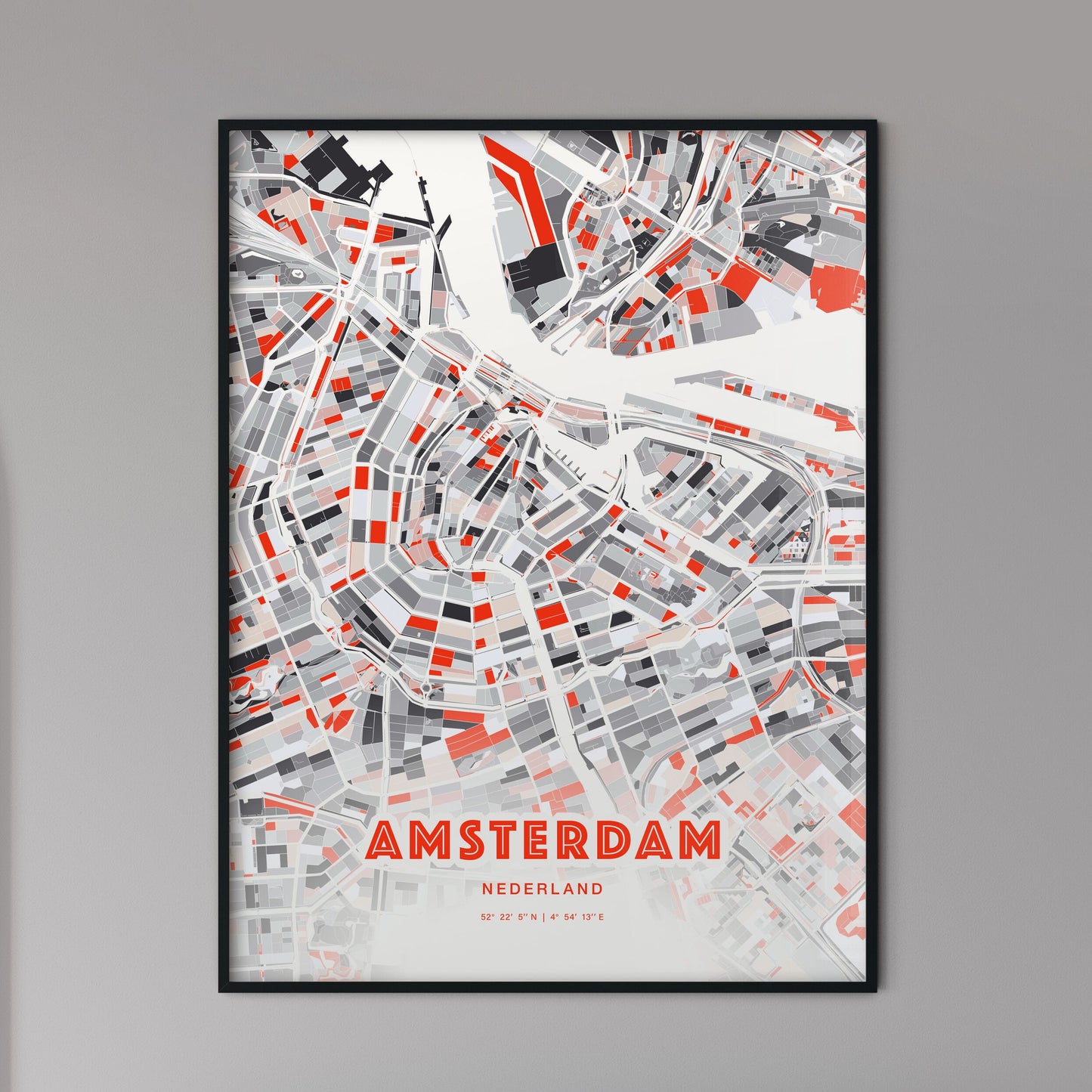 Colorful AMSTERDAM NETHERLANDS Fine Art Map Modern