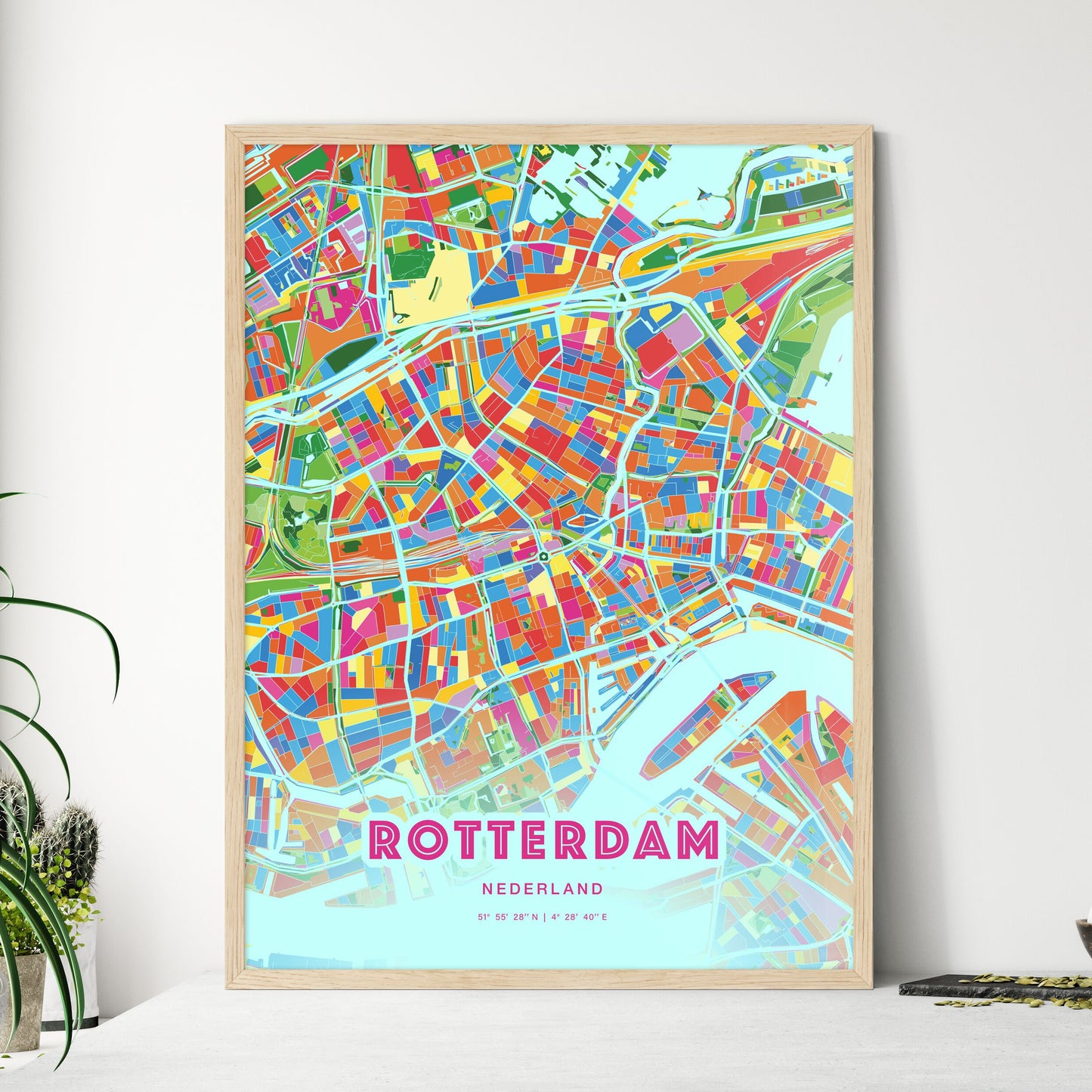 Colorful ROTTERDAM NETHERLANDS Fine Art Map Crazy Colors