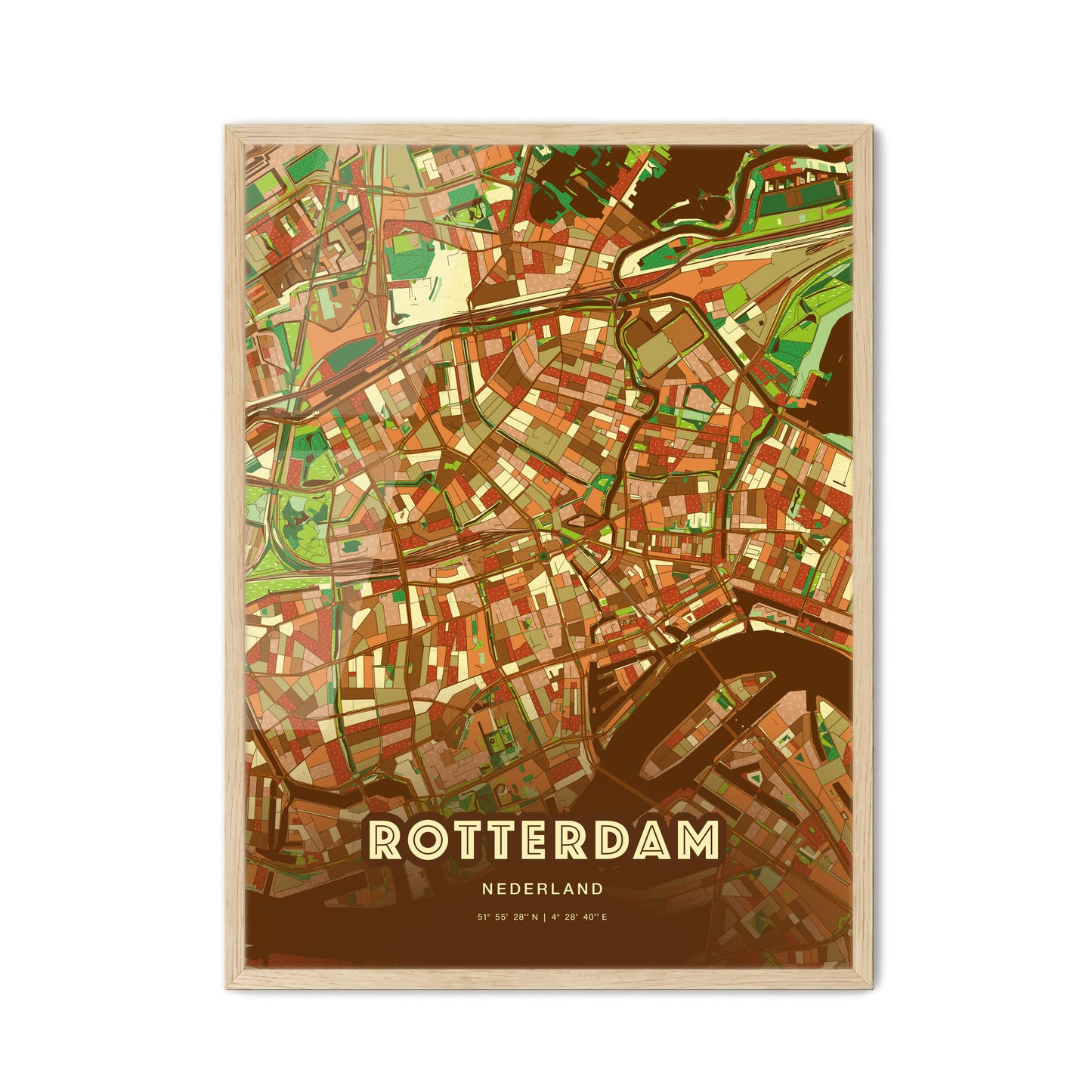 Colorful ROTTERDAM NETHERLANDS Fine Art Map Farmhouse