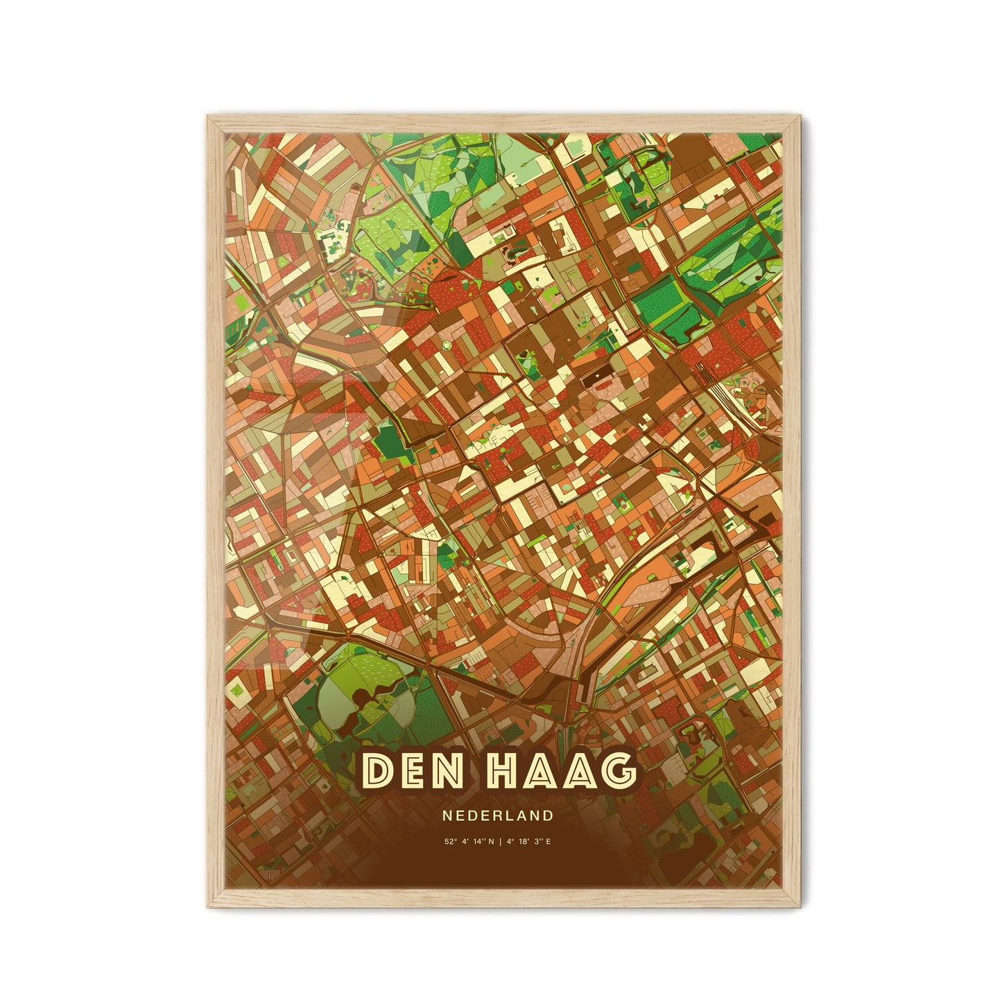 Colorful THE HAGUE NETHERLANDS Fine Art Map Farmhouse