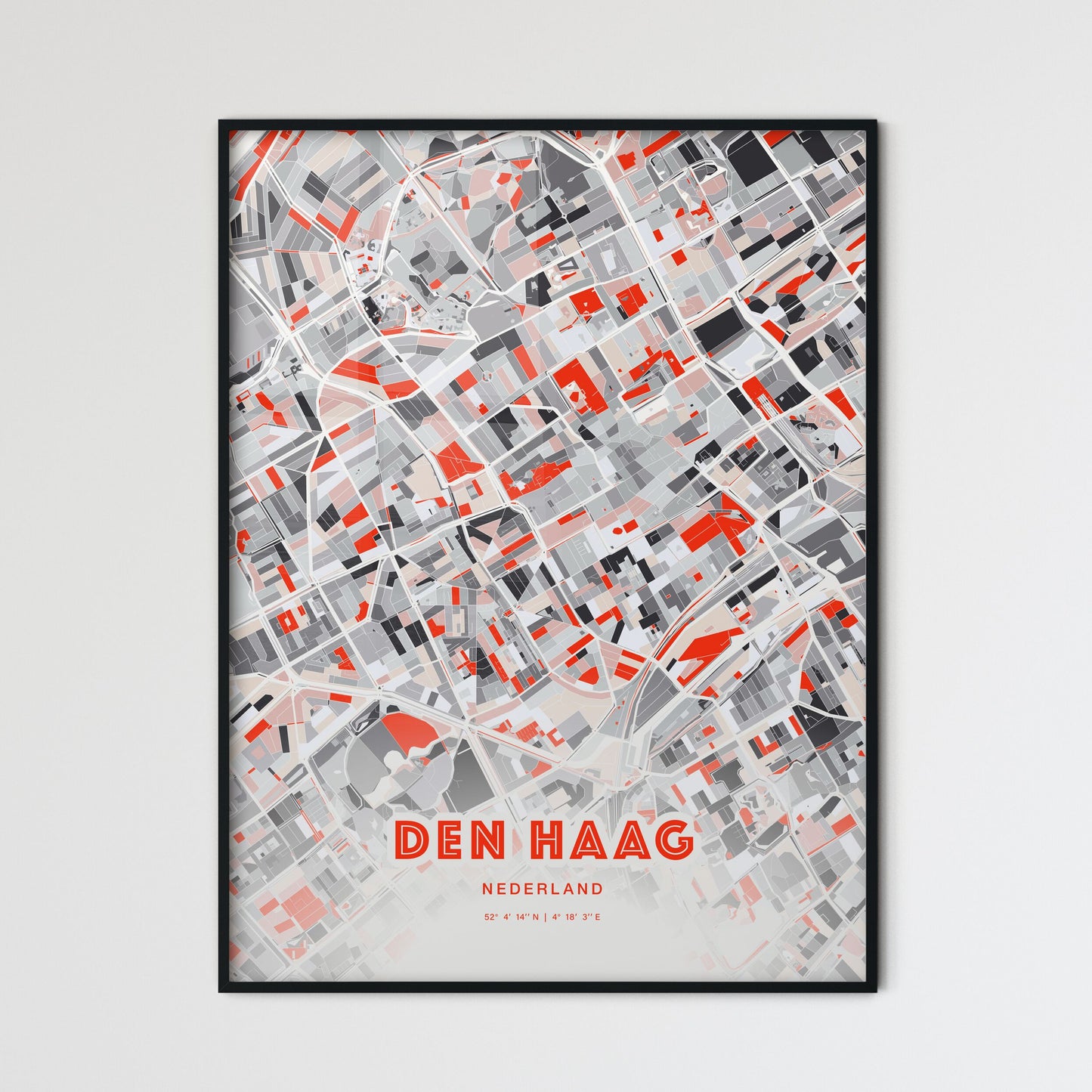 Colorful THE HAGUE NETHERLANDS Fine Art Map Modern