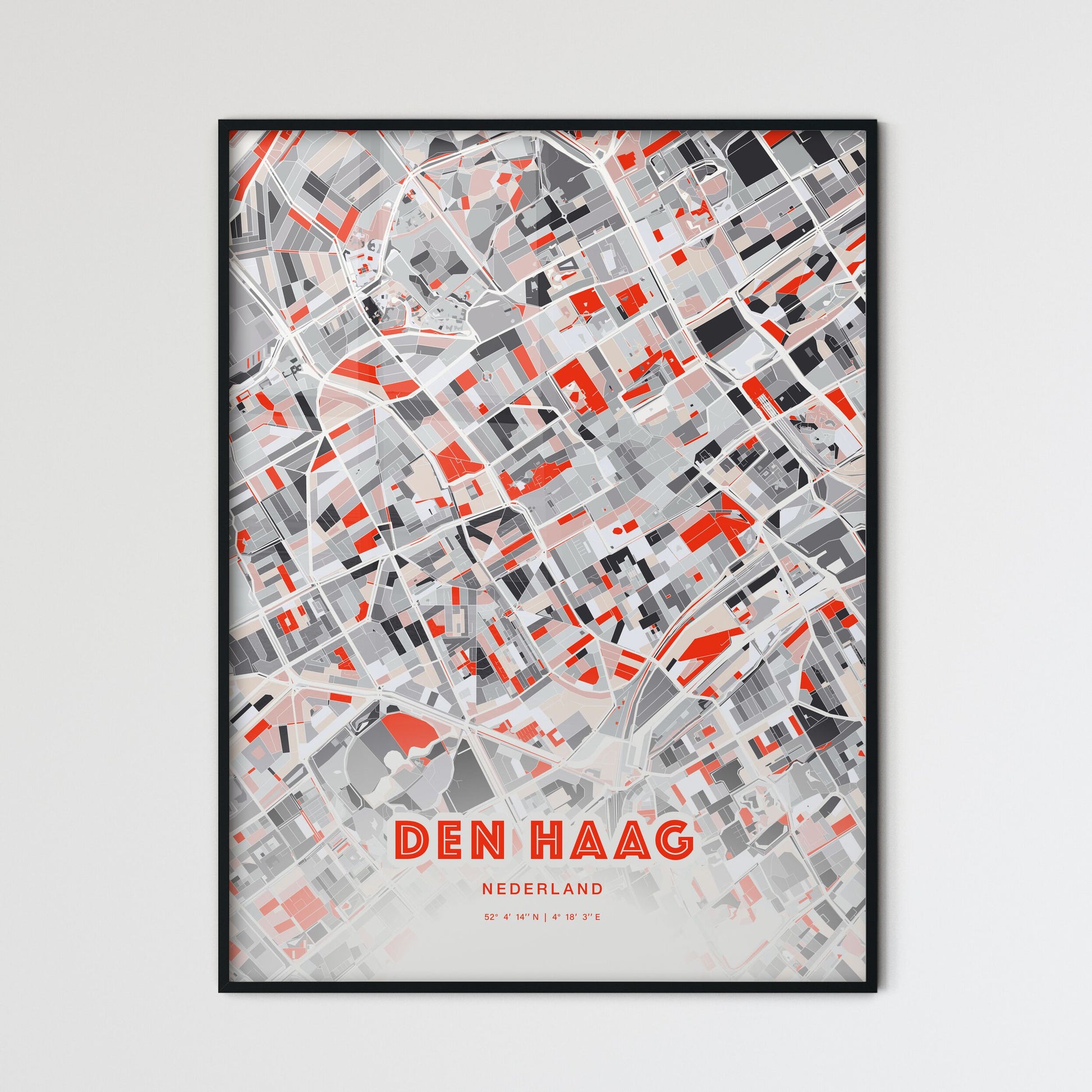 Colorful THE HAGUE NETHERLANDS Fine Art Map Modern