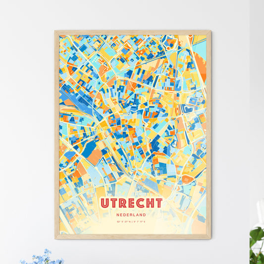 Colorful UTRECHT NETHERLANDS Fine Art Map Blue Orange