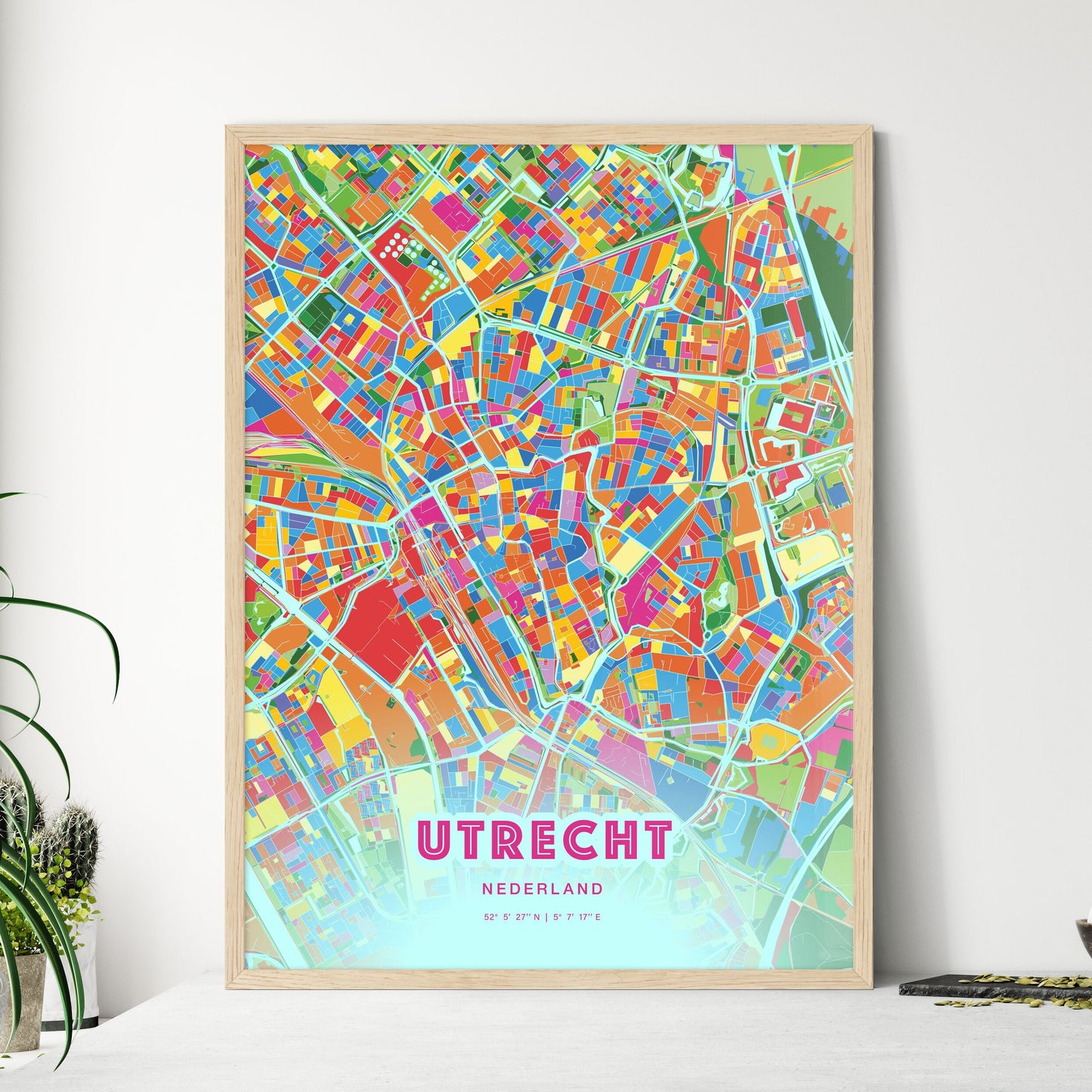 Colorful UTRECHT NETHERLANDS Fine Art Map Crazy Colors