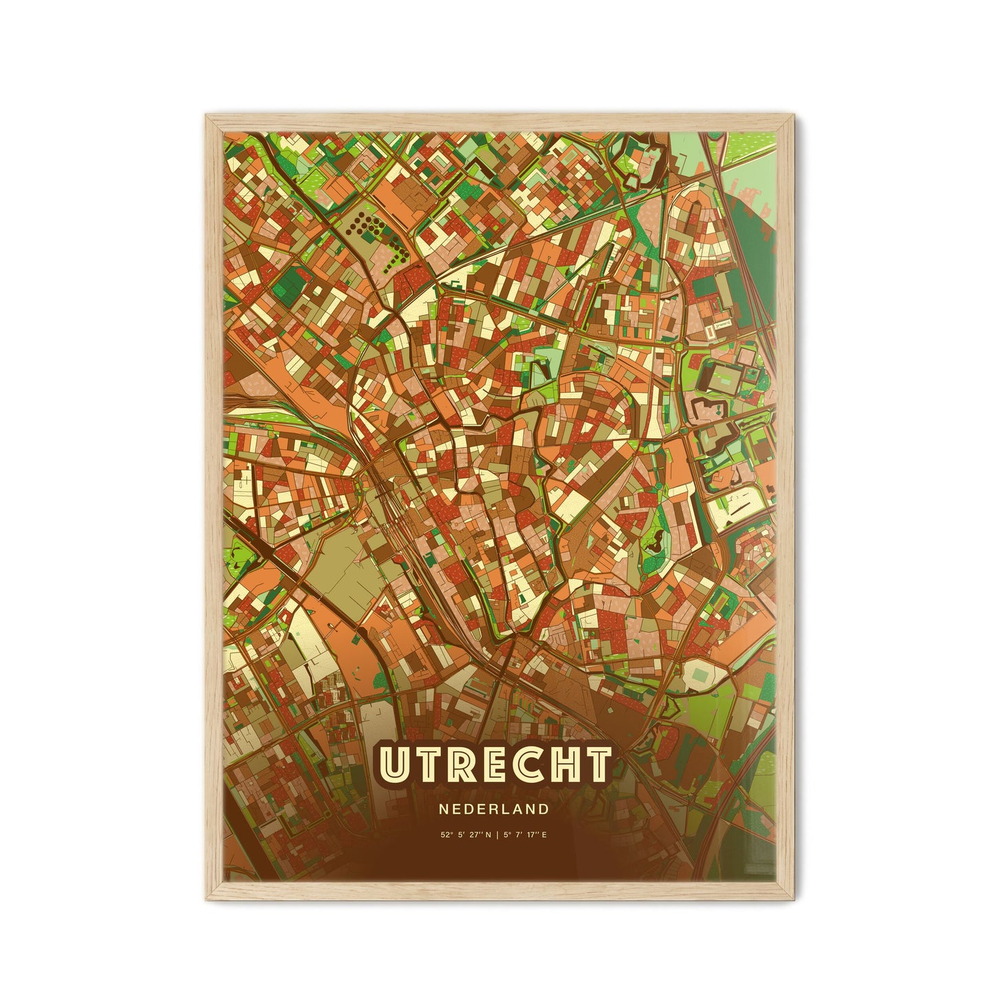 Colorful UTRECHT NETHERLANDS Fine Art Map Farmhouse