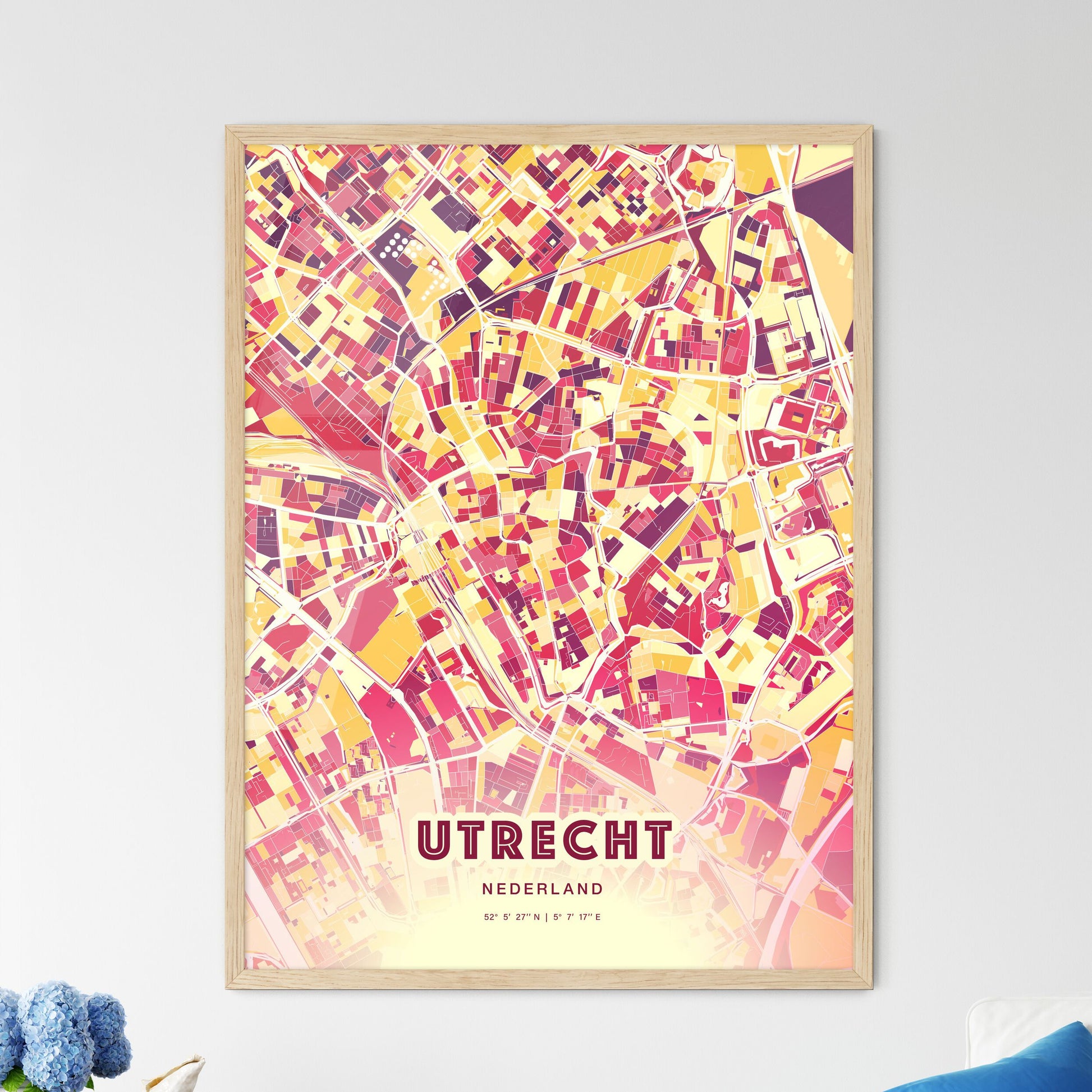 Colorful UTRECHT NETHERLANDS Fine Art Map Hot Red