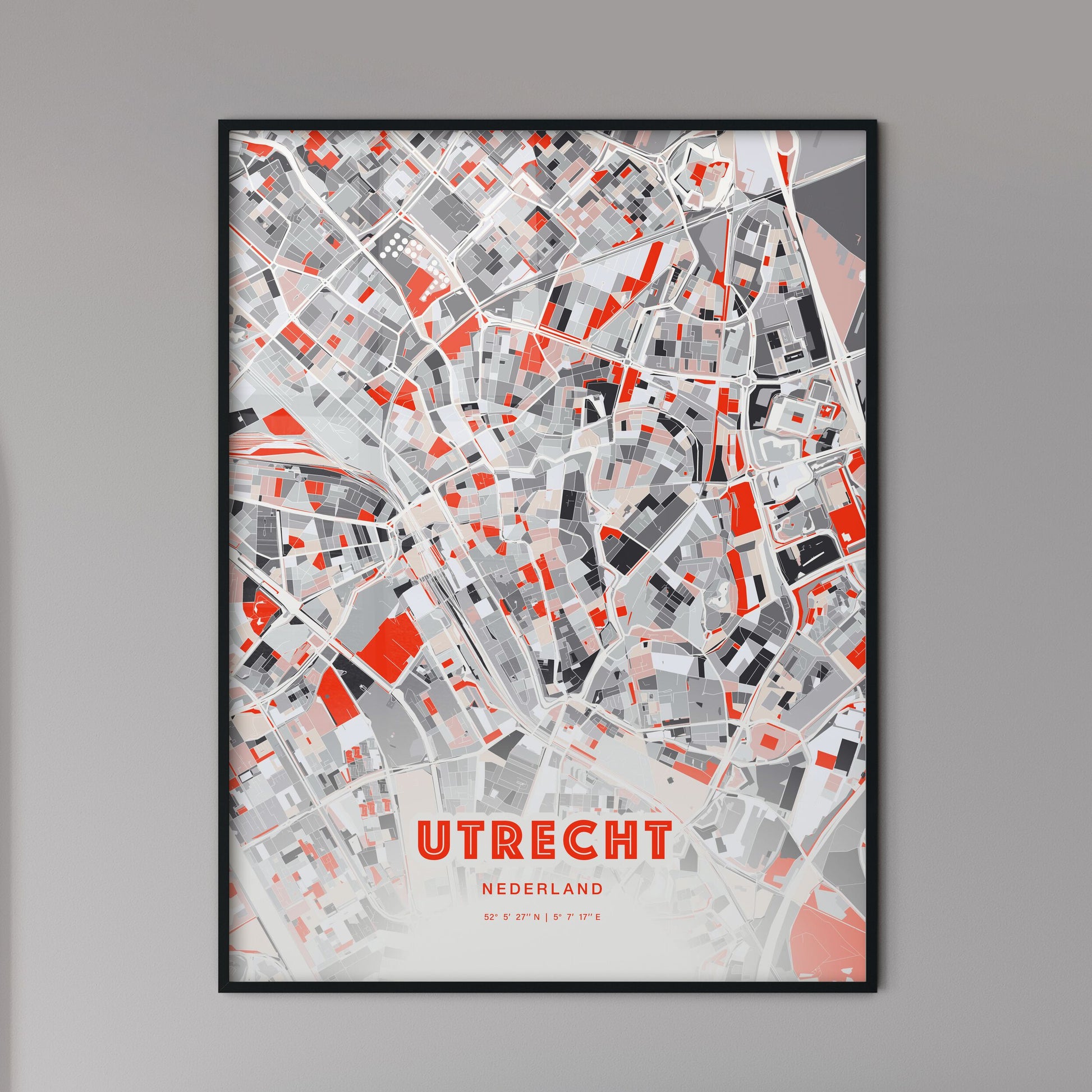 Colorful UTRECHT NETHERLANDS Fine Art Map Modern