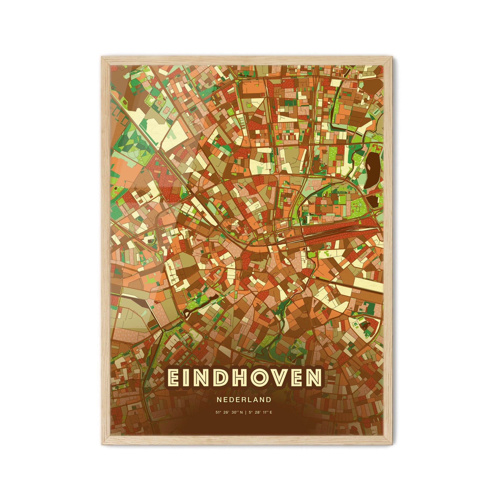 Colorful EINDHOVEN NETHERLANDS Fine Art Map Farmhouse