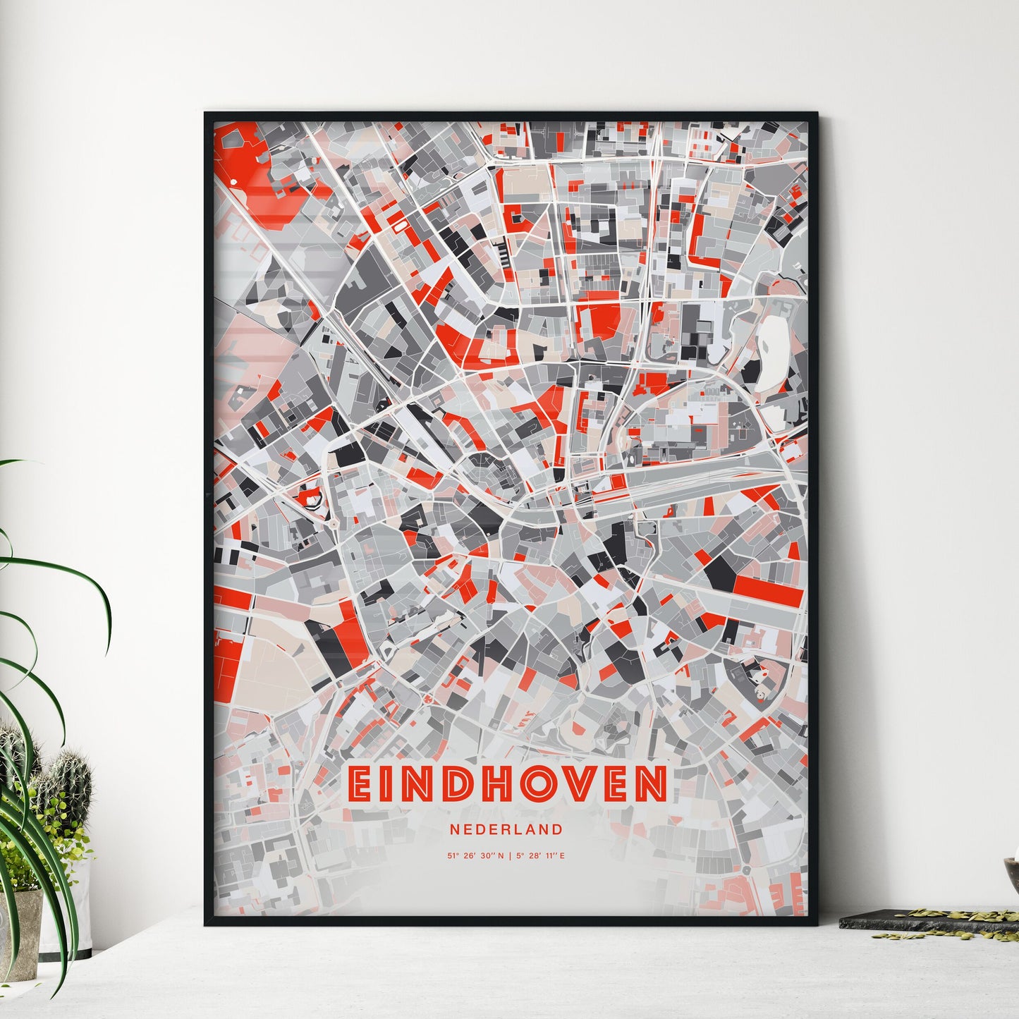 Colorful EINDHOVEN NETHERLANDS Fine Art Map Modern