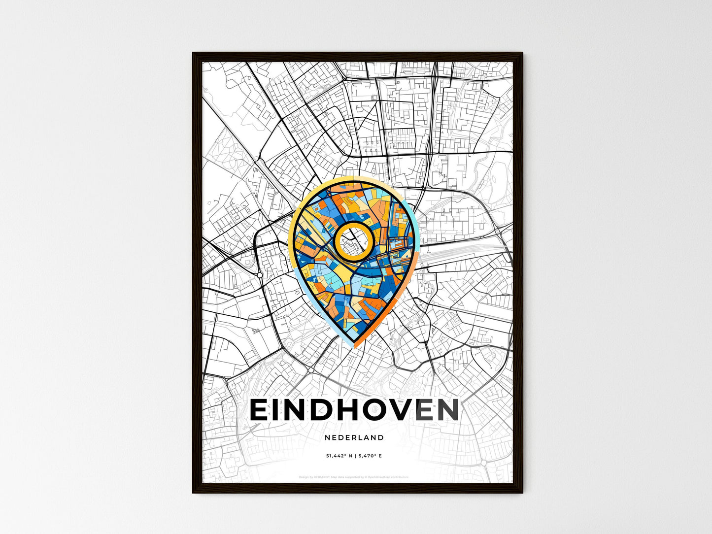 Eindhoven Netherlands wedding art map with pointer icon