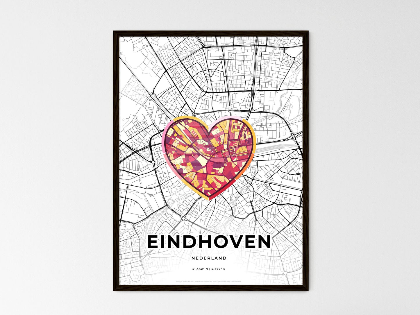 Eindhoven Netherlands wedding art map with heart icon
