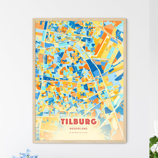 Colorful TILBURG NETHERLANDS Fine Art Map Blue Orange